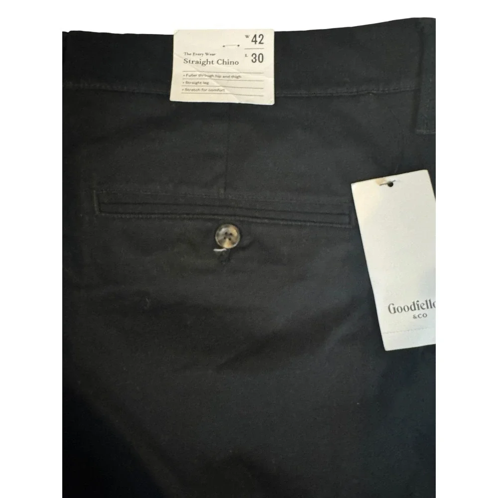 Goodfellow & Co Mens Every Wear‎ Chino Pants Black Straight Fit 42x30 NWT